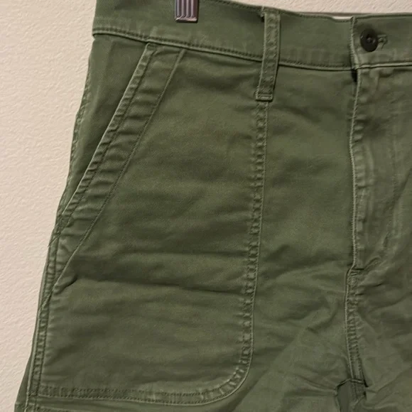 Madewell Perfect Vintage Green Jean Shorts Women Size 30 Army Green Pockets Long - Picture 5 of 11